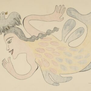 Pitaloosie Saila Original Drawing - Sedna with Seabird