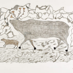 Papiara Tukiki Original Drawing (Caribou with Dog)