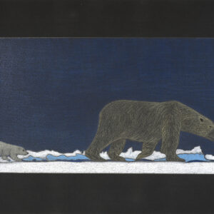 Padloo Samayualie Original Drawing - Polar Bear Mother with Cub