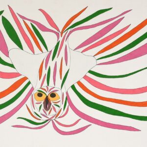 Ooloosie Saila Original Drawing - Rainbow Owl