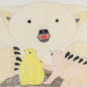 Original Drawing by Pitseolak Niviaqsi (Polar Bear Mother with Cubs)