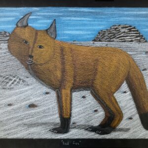 Johnny Pootoogook Original Drawing - Red Fox
