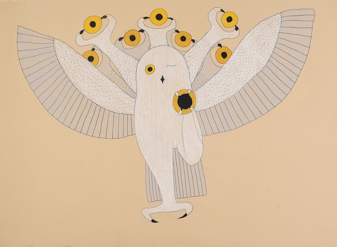Original Owl Drawing by Inuit Artist Laina Geetah
